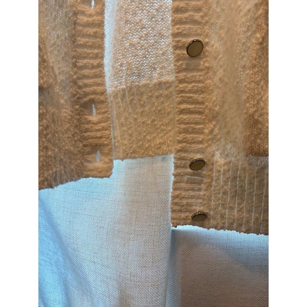 DKNY Jeans Womens White Textured 100% Cotton Button Front Cardigan Sweater Small - Picture 5 of 8